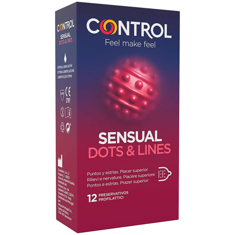 CONTROL - PUNTOS Y LÍNEAS SENSUALES PUNTOS Y ESTRIAS 12 UNIDADES