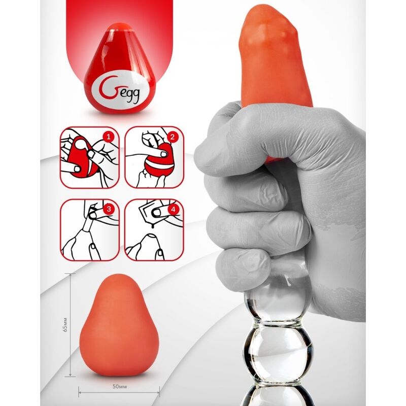 G-VIBE - MASTURBADOR TEXTURADO REUTILIZABLE OVO VERMELHO