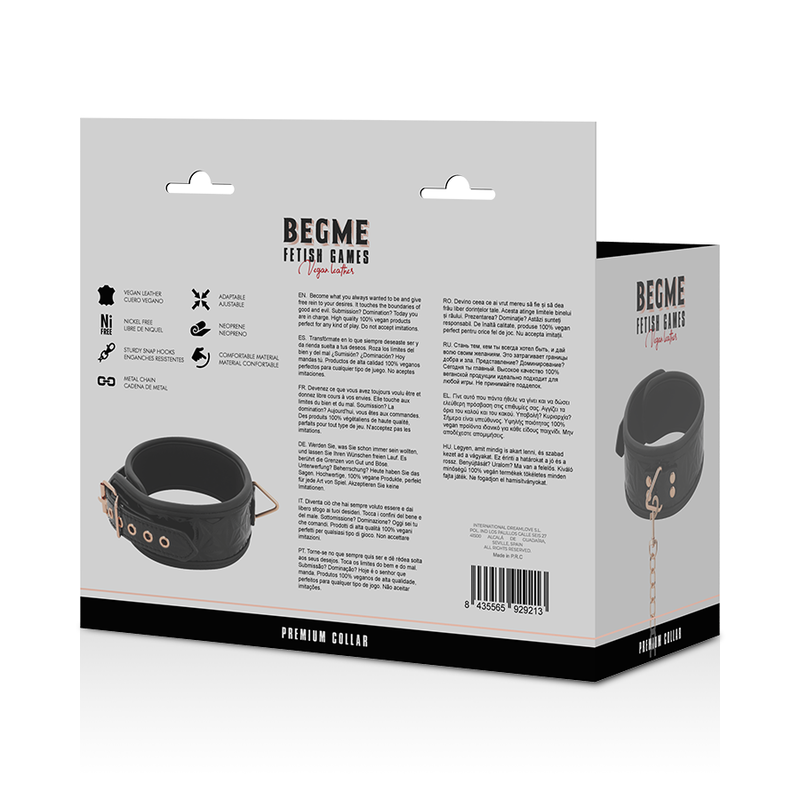 BEGME - COLLAR DE COURO VEGANO PREMIUM EDICIÓN NEGRA
