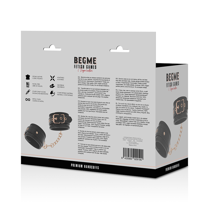 BEGME - BLACK EDITION ALGEMAS PARA MÃOS COM FORRO EM NEOPRENO