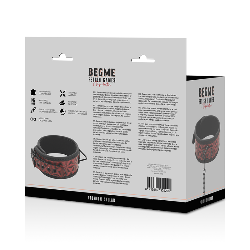 BEGME - COLAR DE COURO VEGANO PREMIUM RED EDITION COM FORRO DE NEOPRENO