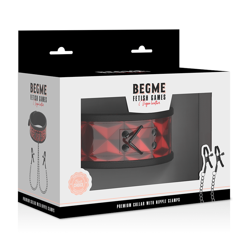 BEGME - COLAR EDIO VERMELHA COM BRAADEIRAS COM FORRO DE NEOPRENO