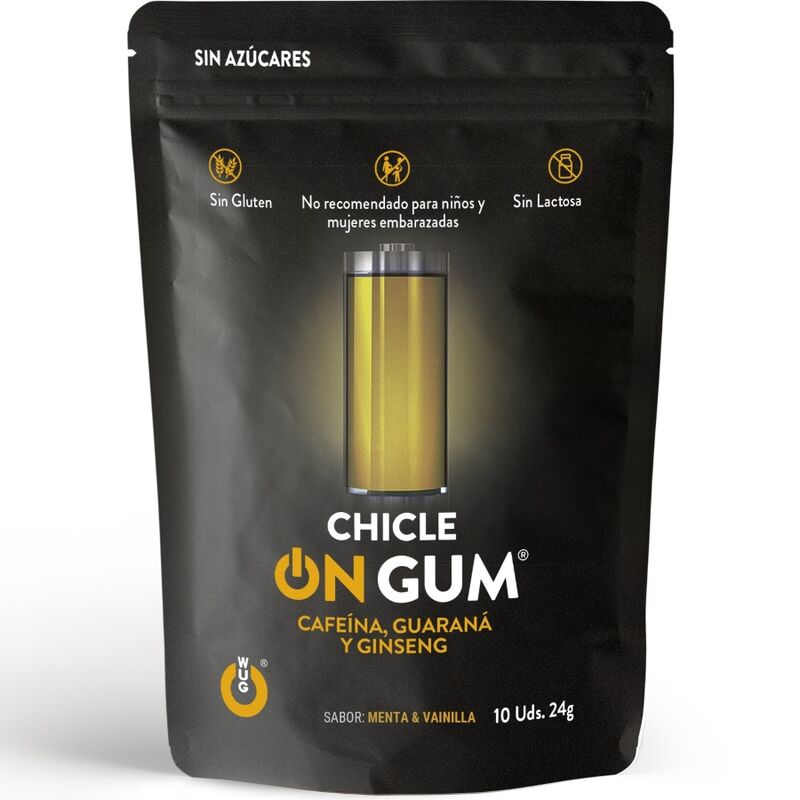 WUG GUM - GOMA CON CAFEÍNA, GINSENG Y GUARANÁ 10 UNIDADES
