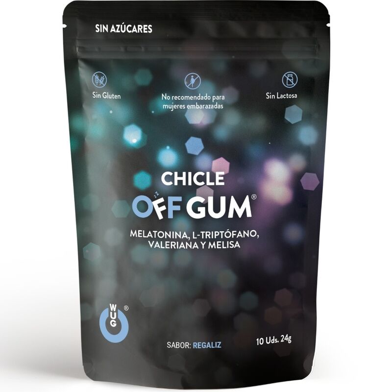 WUG GUM - OFF PASTILHA ELÁSTICA COM VALERIANA, TRIPTÓFANO, MELISSA E MELATONINA 10 UNIDADES