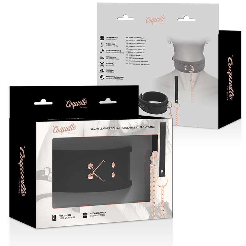 COQUETTE CHIC DESIRE - COLAR DE COURO FANTASY VEGAN COM ALA E FORRO DE NEOPRENO