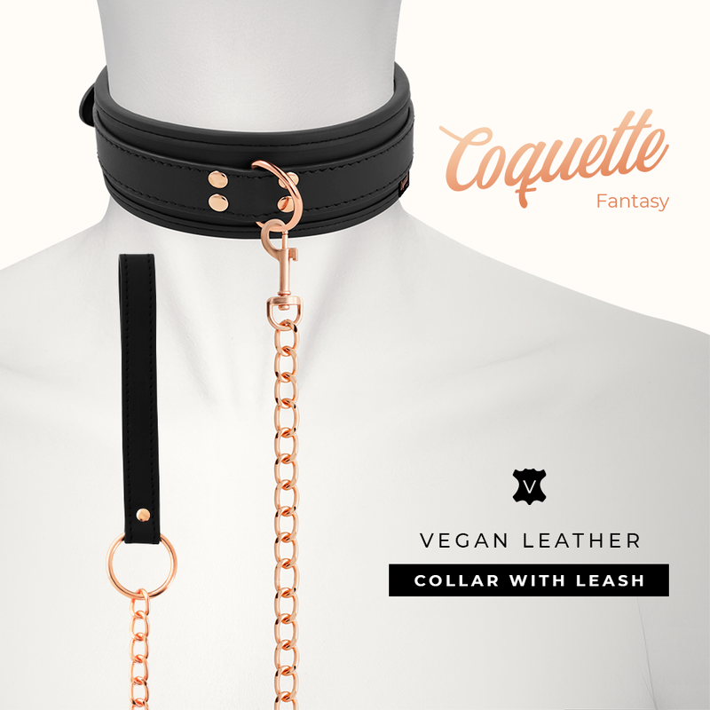 COQUETTE CHIC DESIRE - COLAR DE COURO FANTASY VEGAN COM ALA E FORRO DE NEOPRENO