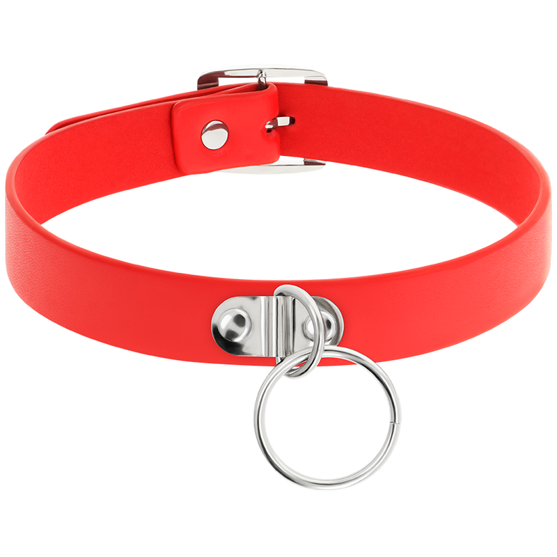 COQUETTE CHIC DESIRE - COLLAR DE CUERO VEGANO ROJO ACCESORIO FETISH MUJER