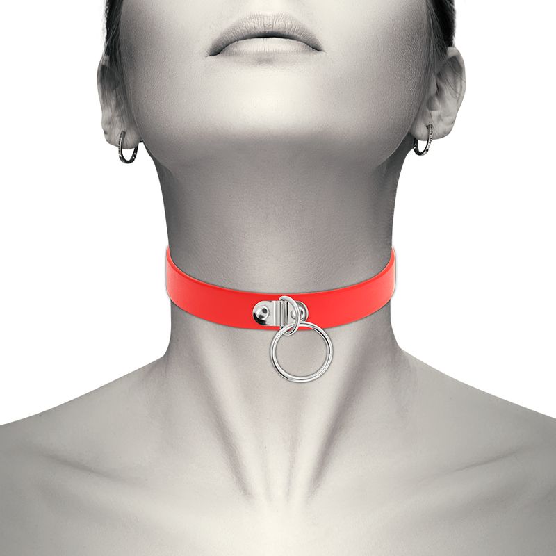 COQUETTE CHIC DESIRE - COLLAR DE CUERO VEGANO ROJO ACCESORIO FETISH MUJER