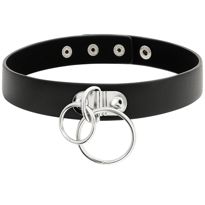 COQUETTE CHIC DESIRE - GARGANTILLA DE CUERO VEGANO DE ANILLO DOBLE