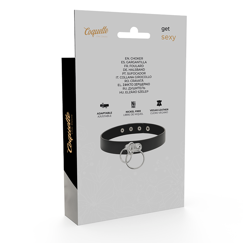 COQUETTE CHIC DESIRE - GARGANTILLA DE CUERO VEGANO DE ANILLO DOBLE
