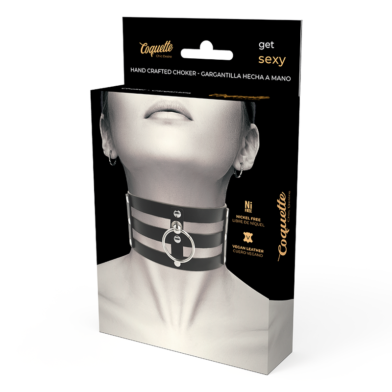 COQUETA CHIC DESIRE - GARGANTILHA DE COURO VEGANO ESTILO FETISH