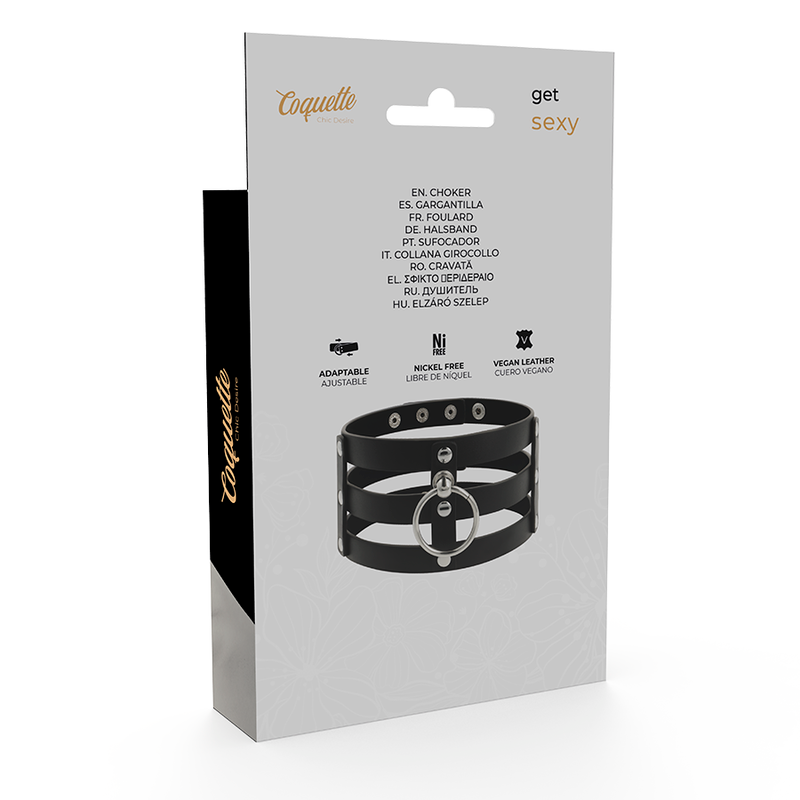 COQUETA CHIC DESIRE - GARGANTILHA DE COURO VEGANO ESTILO FETISH