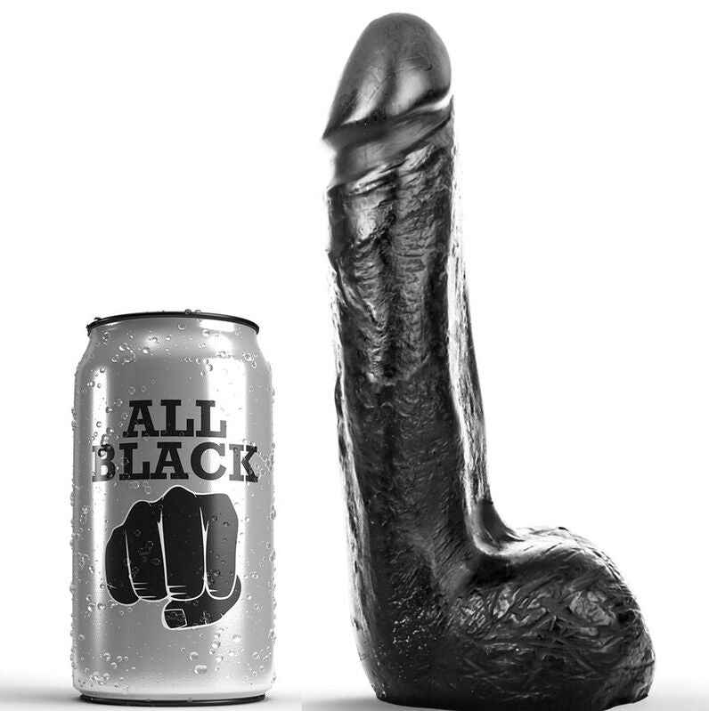 ALL BLACK - DILDO REALISTA NEGRO SUAVE 20 CM