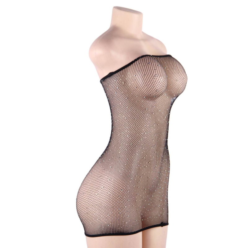 LENCERÍA QUEEN - VESTIDO CORPO REDE COM DIAMANTES S/L