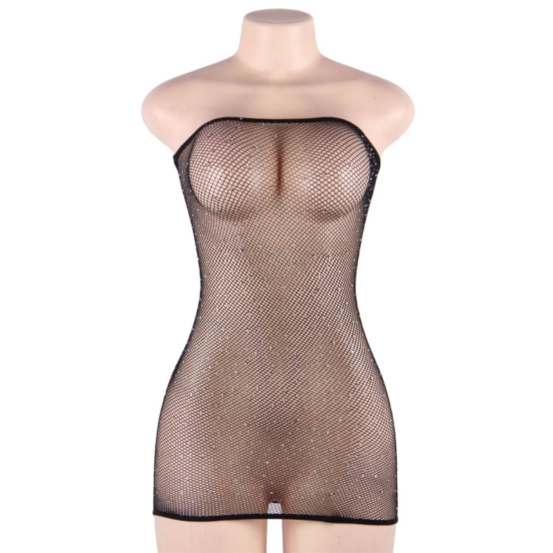 LENCERÍA QUEEN - VESTIDO CORPO REDE COM DIAMANTES S/L