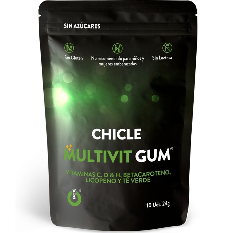 WUG GUM - MULTIVIT VITAMINAS C, H, D, BETACAROTENO, LICOPENO Y TÉ VERDE 10 UNIDADES
