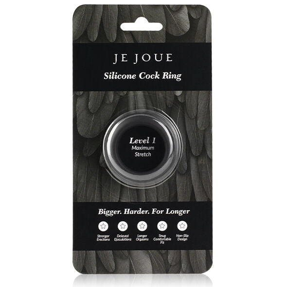 JE JOUE - ANILLO DE GALLO DE SILICONA DE ESTIRAMIENTO MÁXIMO - NEGRO