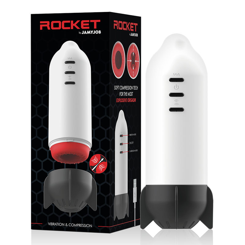 JAMYJOB - MASTURBADOR ROCKET TECNOLOGIA DE COMPRESO SUAVE E VIBRAO