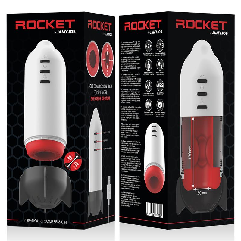 JAMYJOB - MASTURBADOR ROCKET TECNOLOGIA DE COMPRESO SUAVE E VIBRAO