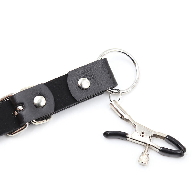 OHMAMA FETISH - TIRAS DE BONDAGE PARA PERNAS COM PINÇAS PARA CLITÓRIS