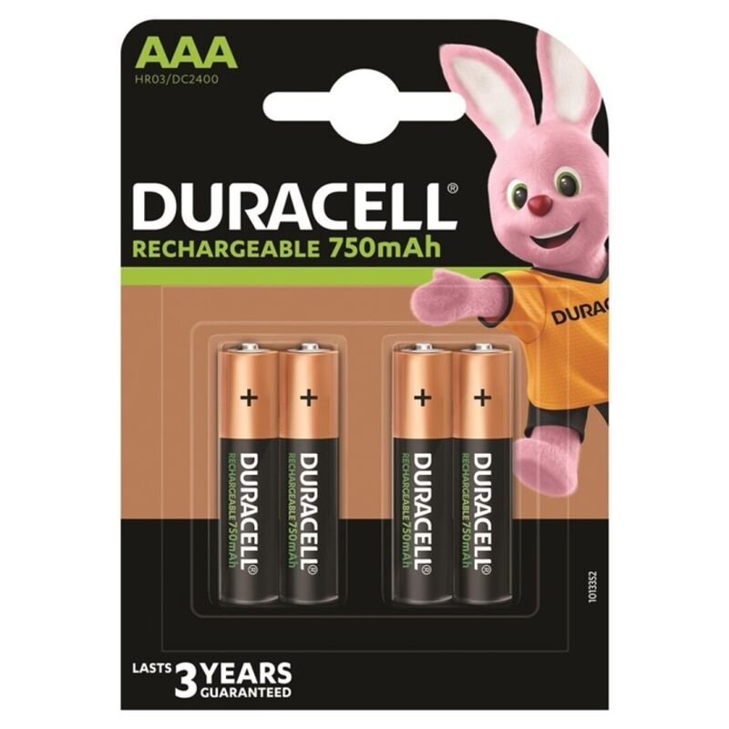 DURACELL - BATERIA RECARREGVEL HR03 AAA 750mAh 4 UNIDADES