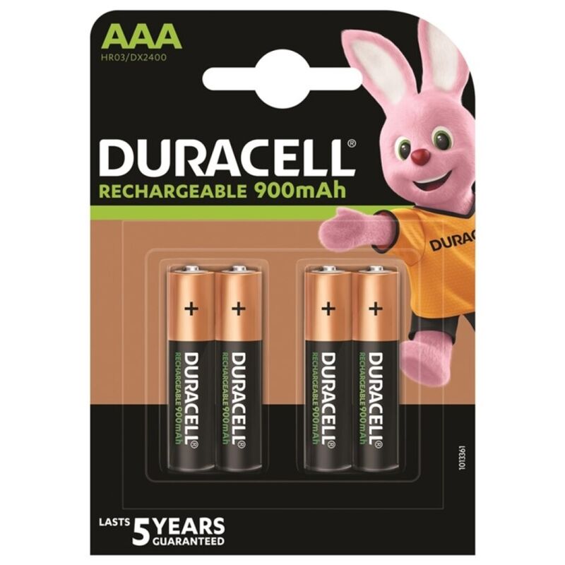 Duracell - Batería Recarregável HR03 AAA 900mAh 4 Unidades