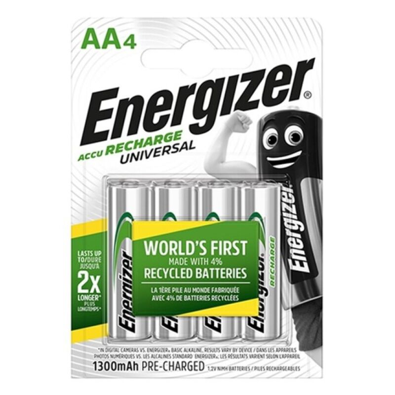 Energizer - Batería Recarregável Universal HR6 AA 1300mAh 4 Unidades
