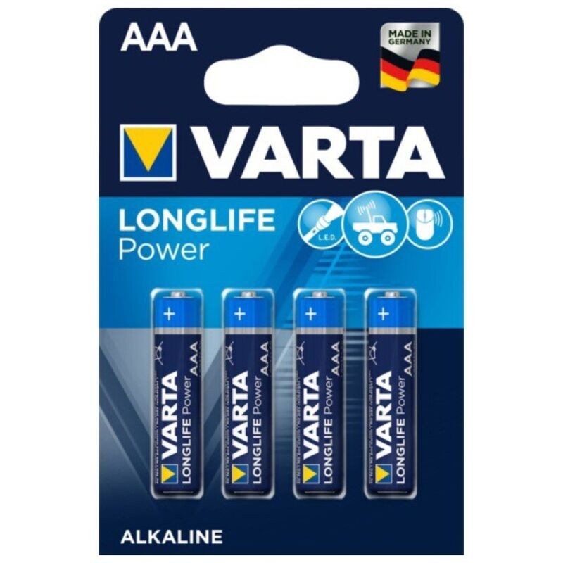 VARTA - BATERIA ALCALINA DE POTÊNCIA LONGLIFE AAA LR03 4 UNIDADES