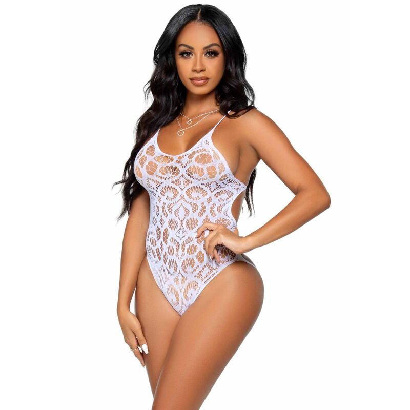 LEG AVENUE - TEDDY DE ENCAJE CON VOLUMEN SIN COSTURAS - BRANCO