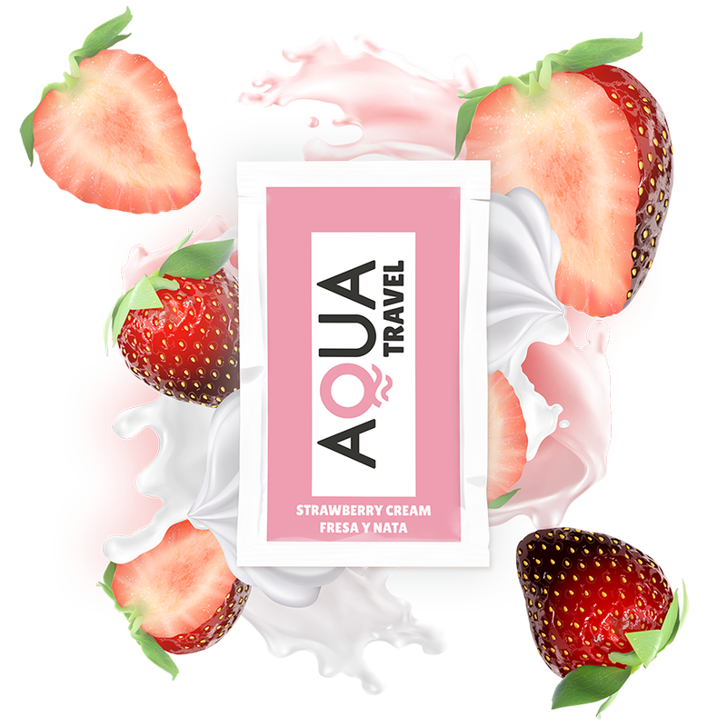 AQUA TRAVEL - LUBRIFICANTE A BASE DE ÁGUA SABOR CREME DE MORANGO 6 ML