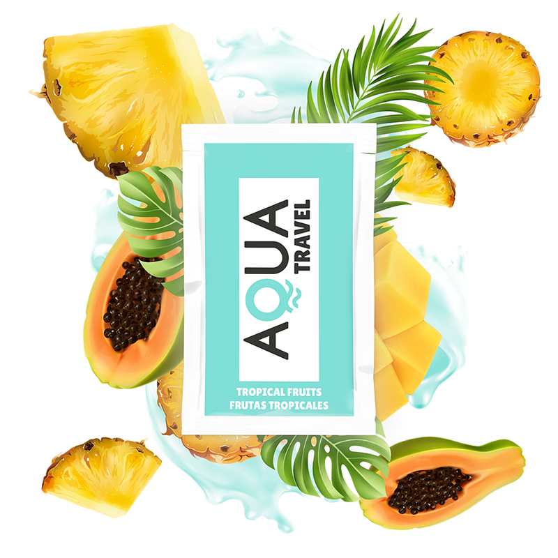 AQUA TRAVEL - LUBRIFICANTE A BASE DE ÁGUA SABOR DE FRUTAS TROPICAIS 6 ML