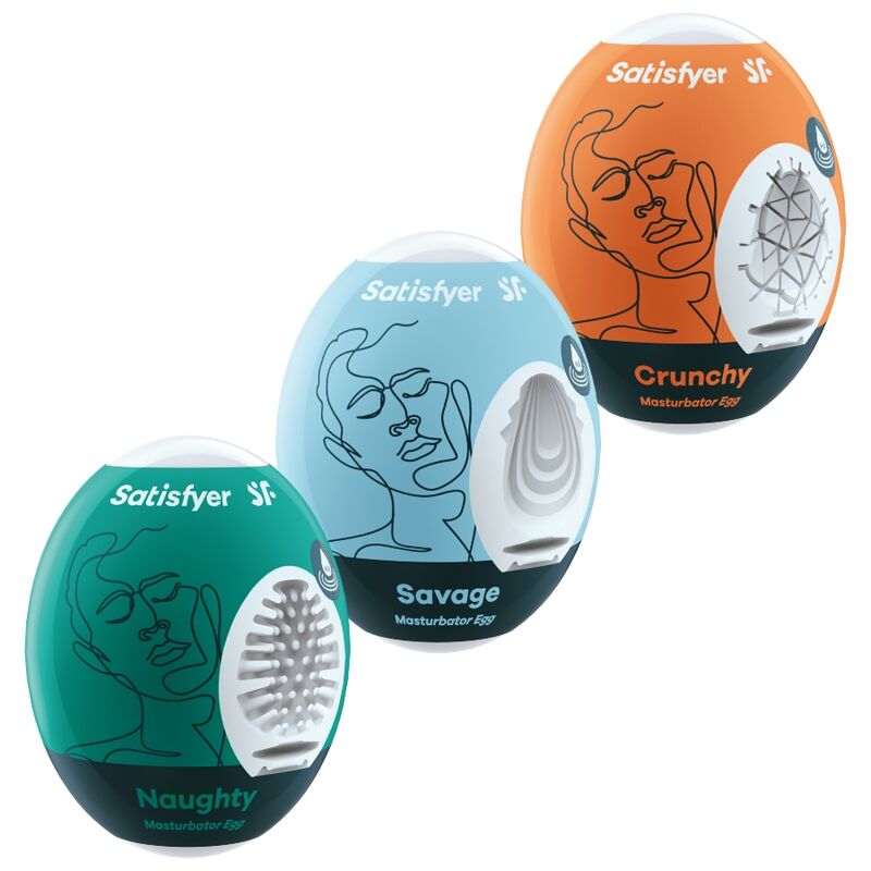 Satisfyer - 3 Huevos Masturbadores Traviesos, Salvajes y Crujientes
