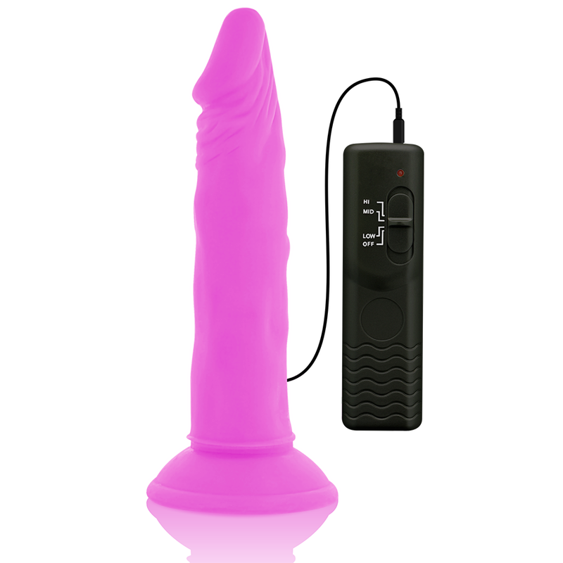 DIVERSIA - DILDO REALISTA FLEXÍVEL COM VIBRAÇÃO LILÁS 23 CM -Ø- 4.3 CM