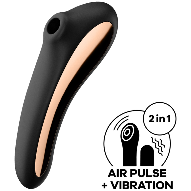 SATISFYER - VIBRADOR DE PULSO DE AR ​​DUAL KISS PRETO