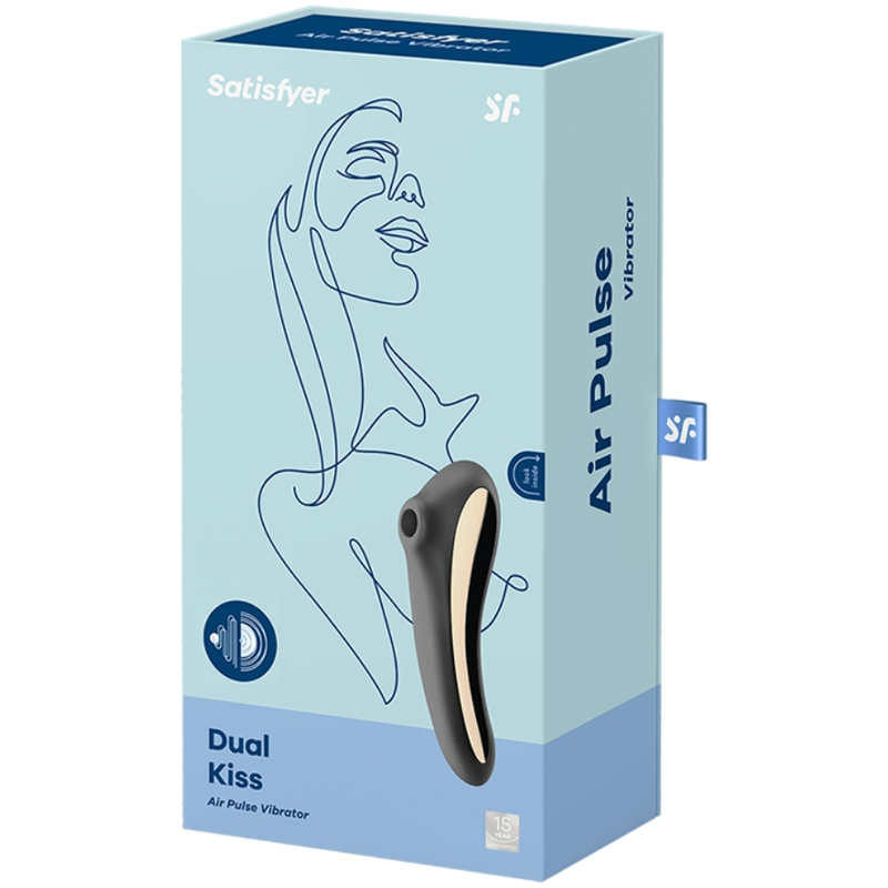 SATISFYER - VIBRADOR DE PULSO DE AR ​​DUAL KISS PRETO