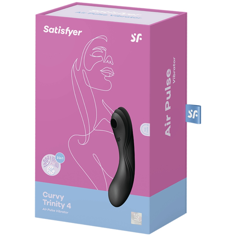 SATISFYER - VIBRADOR DE PULSO DE AR ​​CURVY TRINITY 4 PRETO