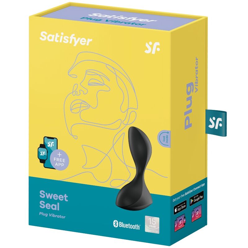 Satisfyer - Aplicativo de Plugue Vibratório Sweet Seal Negro