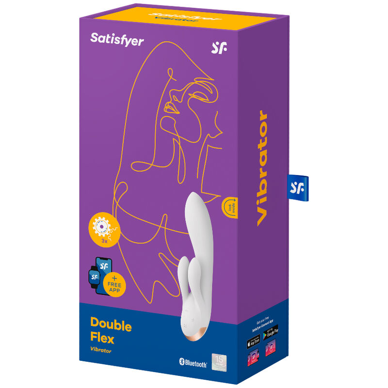 Vibrador Satisfyer Double Flex con aplicación - Blanco