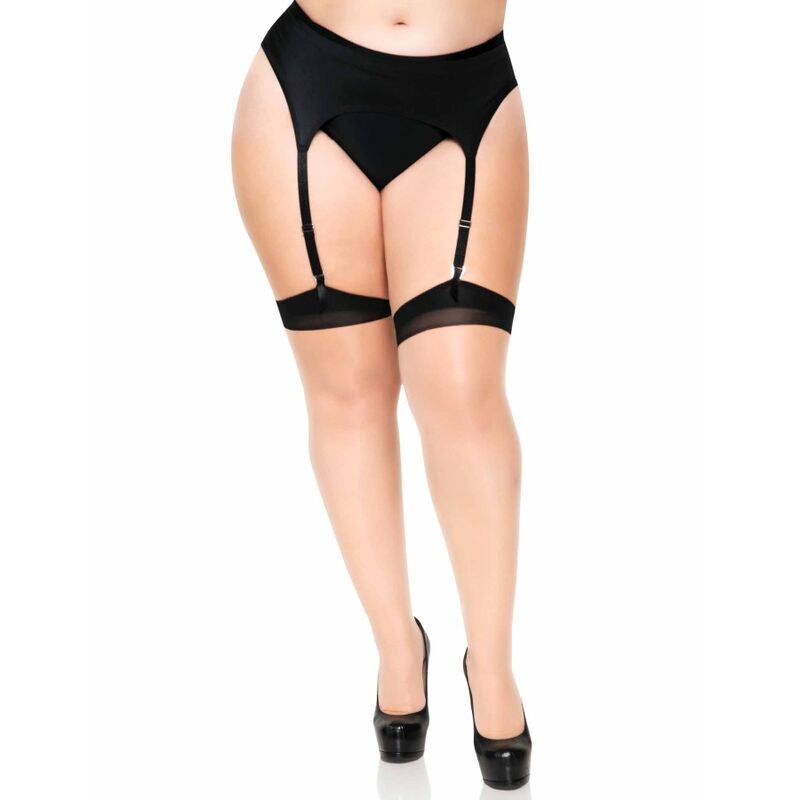 Meias Nude com Tacão Cubano e Costura Traseira Plus - Sex Shop Sexy