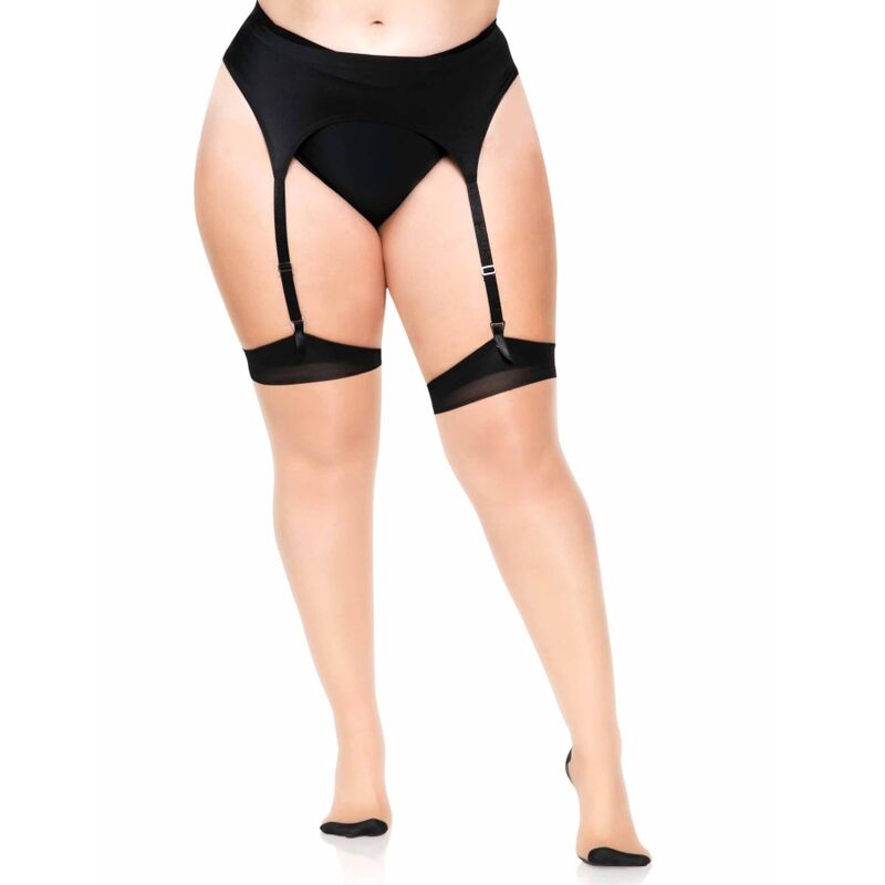 Meias Nude com Tacão Cubano e Costura Traseira Plus - Sex Shop Sexy