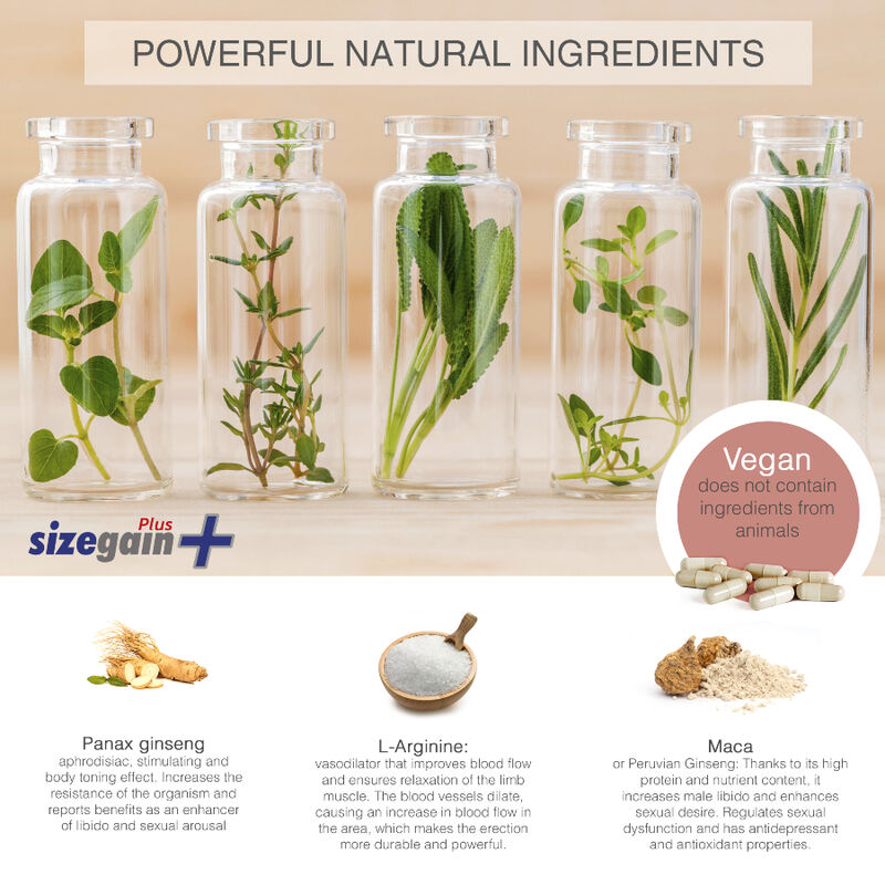 500 COSMÉTICOS - COMPRIMIDOS TAMAÑO GAIN PLUS PARA AMPLIAR O PÊNIS