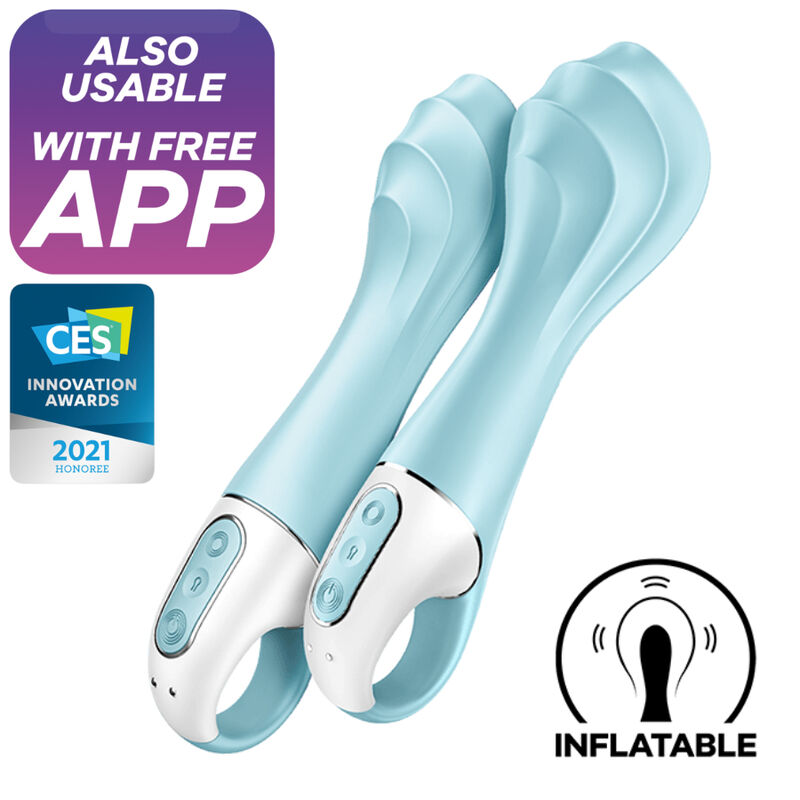 Satisfyer - Air Pump Vibrador 5+ Aplicativo Vibrador Inflvel G-Spot Azul