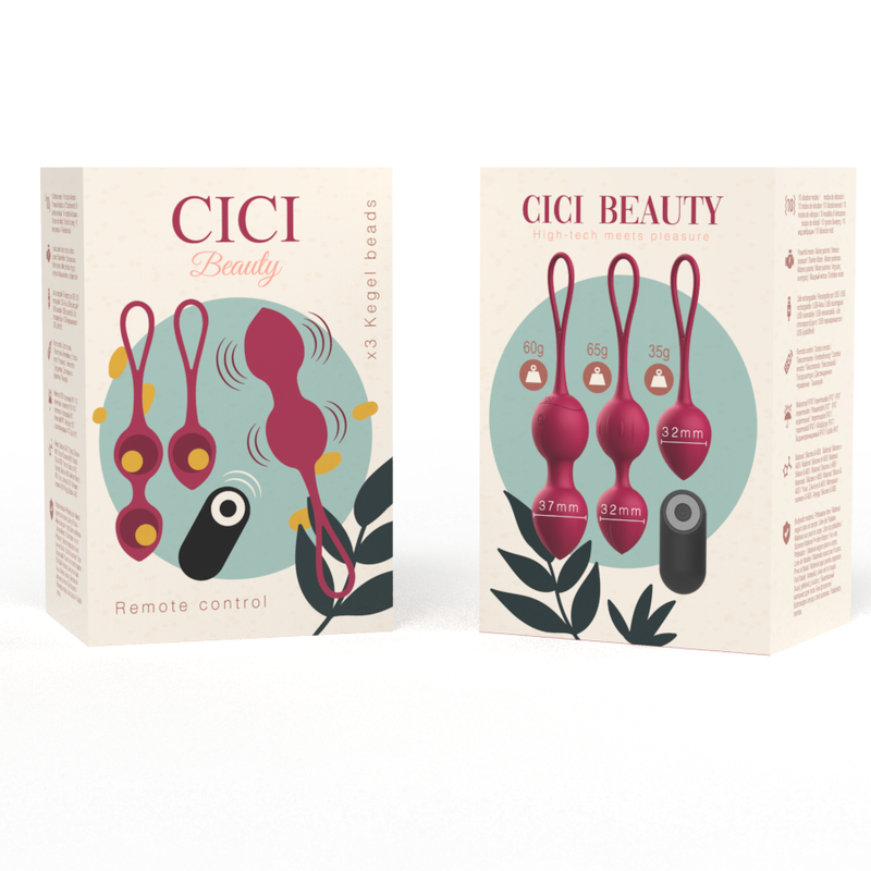 CICI BEAUTY - CONTROL REMOTO PREMIUM SILICONE 3 VIBRANTES KEGEL BEADS