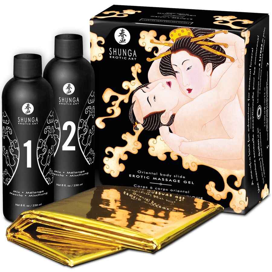 SHUNGA - GEL DE MASSAGEM ERÓTICA CORPO A CORPO ORIENTAL MELÃO E MANGA
