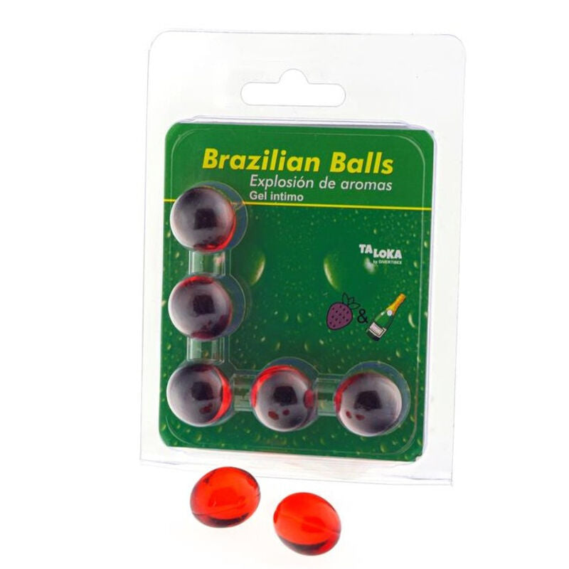 Taloka - 5 Bolas Brasileiras Morangos E Champanhe Gel Íntimo