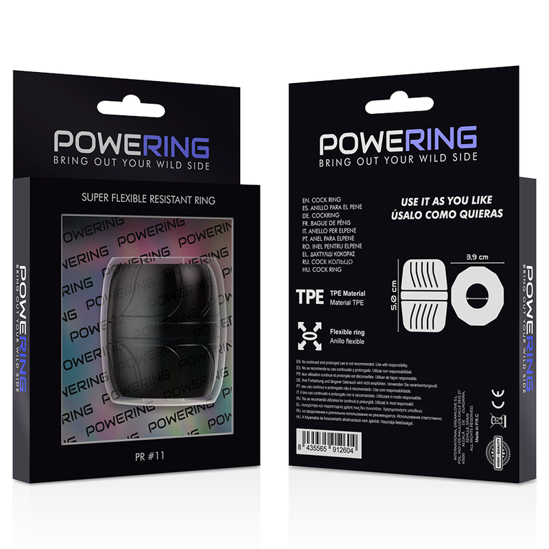 POWERING - ANILLO PARA EL PENE SÚPER FLEXIBLE Y RESISTENTE 5 CM PR11 NEGRO