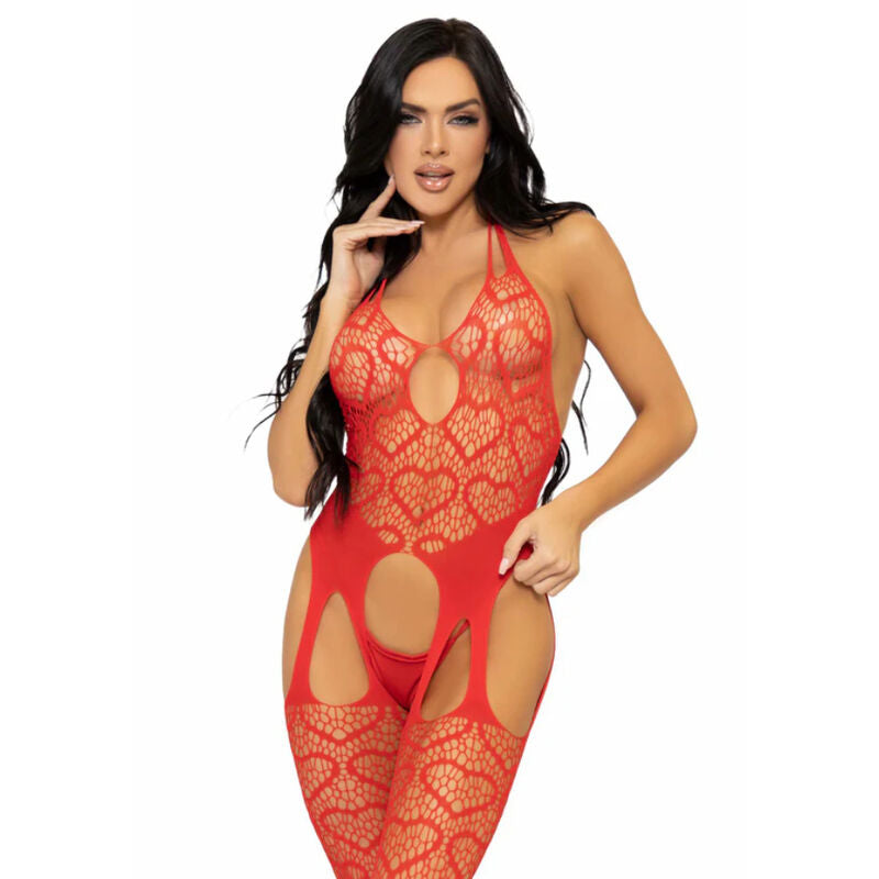 Leg Avenue - Bodystocking de Rede com Alças Tamanho Único - Negro