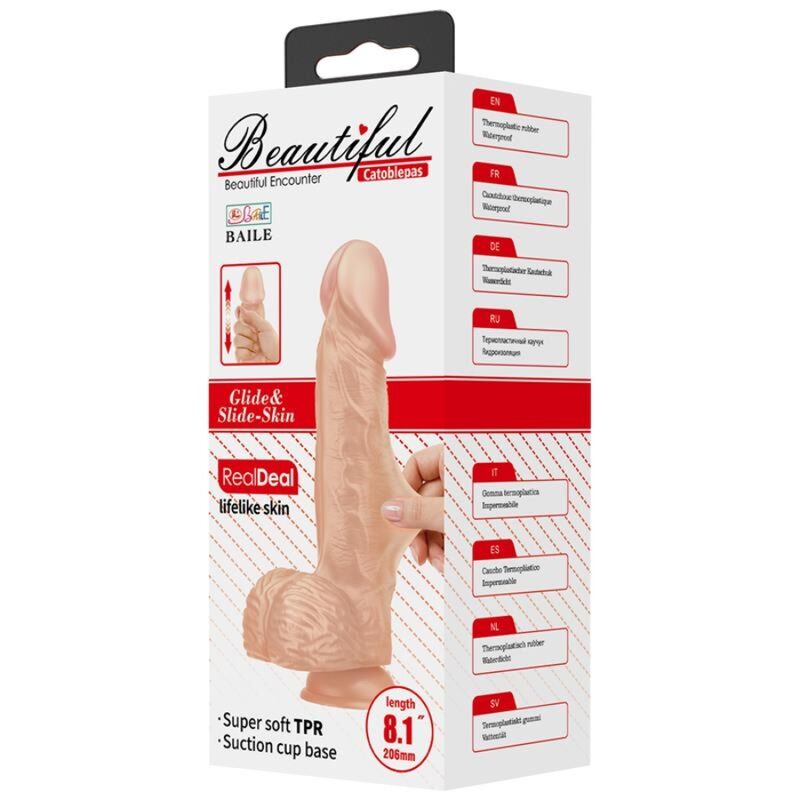Baile - Lindo Encontro Catoblepas Consolador Realista Flexível 20.6 Cm Natural
