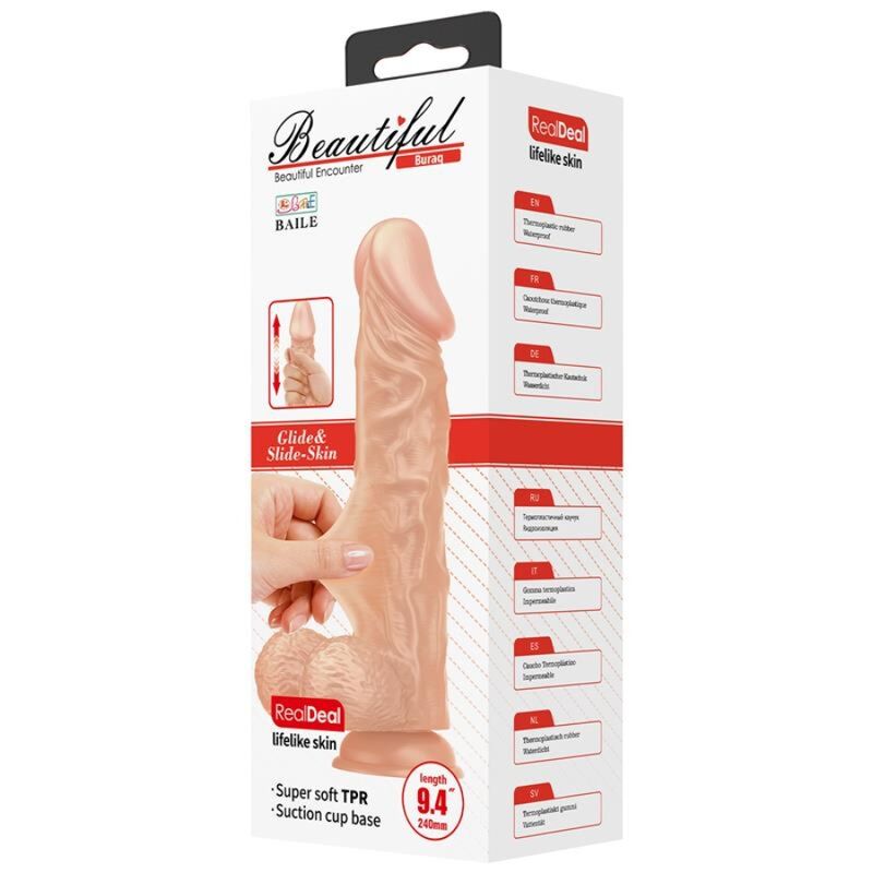 Baile - Lindo Encontro Buraq Consolador Realista Flexível 24 Cm Natural