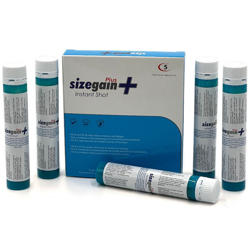 500 COSMÉTICOS - SizeGAIN PLUS INSTANT SHOT ENERGIZADOR MASCULINO 5 UNIDADES
